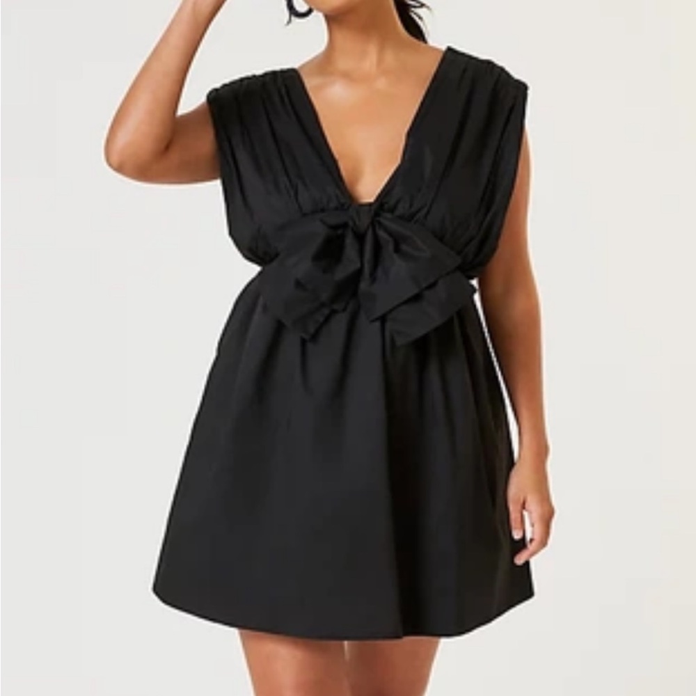 Anthropology Blue Tassel Sleeveless Poplin Mini Dress
